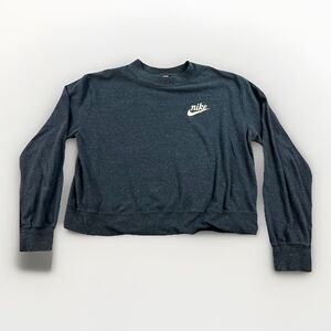 Nike Light Weight Cropped Long Sleeve Women’s Size Small Pullover Heather Blue